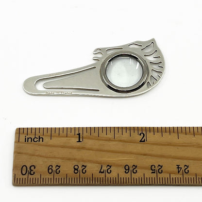 Hermes Cheval Horse Magnifying Glass Loupe Bookmark Silver-Tone with Case Box