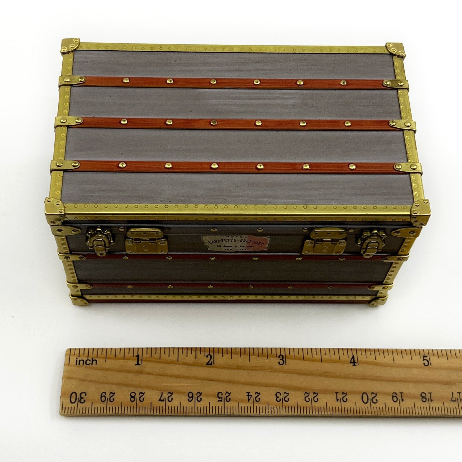 Louis Vuitton Mini Malle Zinc Trunk Paperweight Jewelry Box w/ Box Authentic