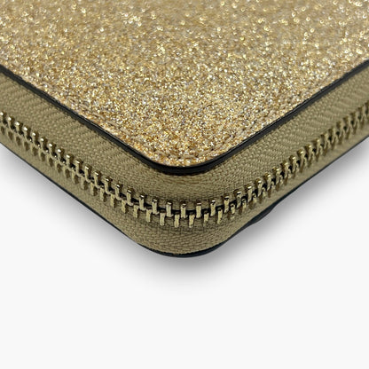 Kate Spade New York Gold Glitter Zip Around Continental Wallet
