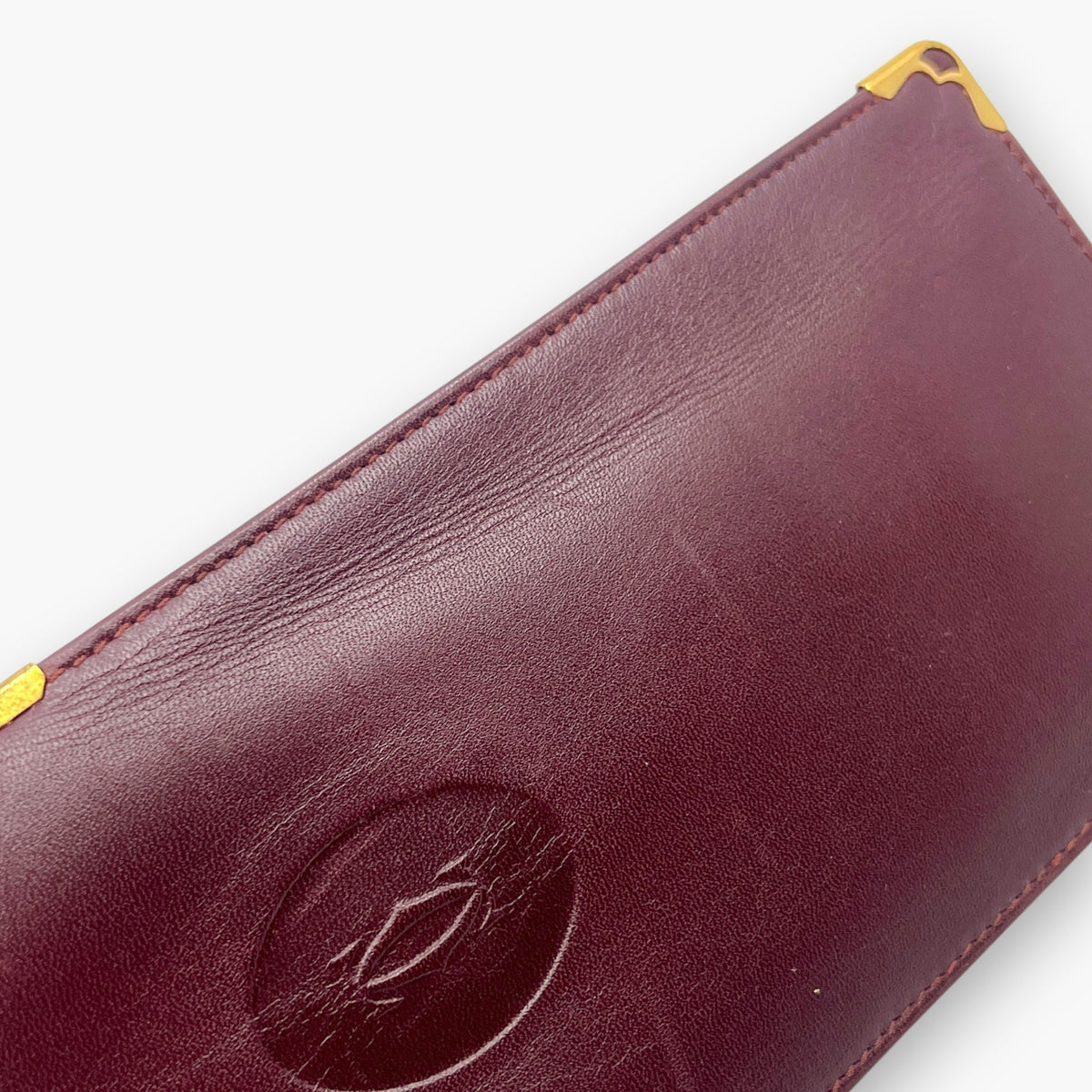 Cartier Must de Cartier Eyeglasses Case Bordeaux Leather with Box Certificate