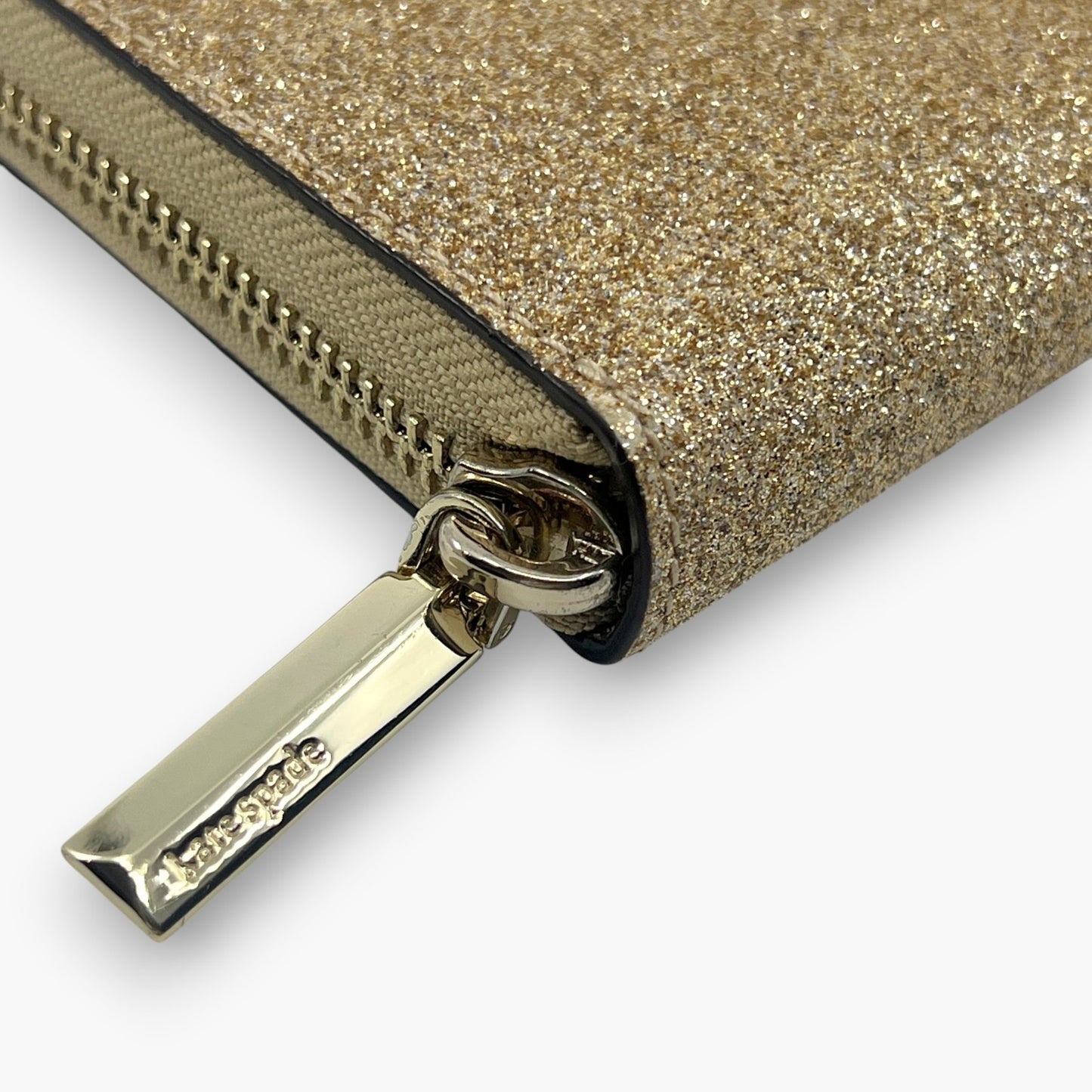 Kate Spade New York Gold Glitter Zip Around Continental Wallet