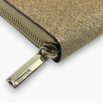 Kate Spade New York Gold Glitter Zip Around Continental Wallet