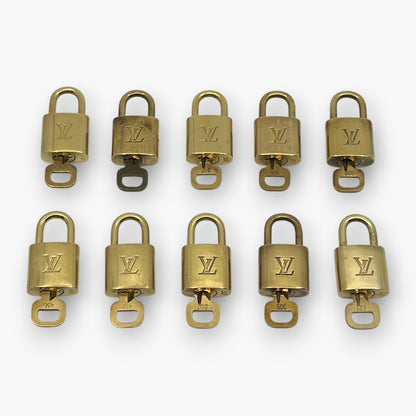Louis Vuitton Padlock Set of 10 Gold-Tone Brass Locks & Keys pj260603
