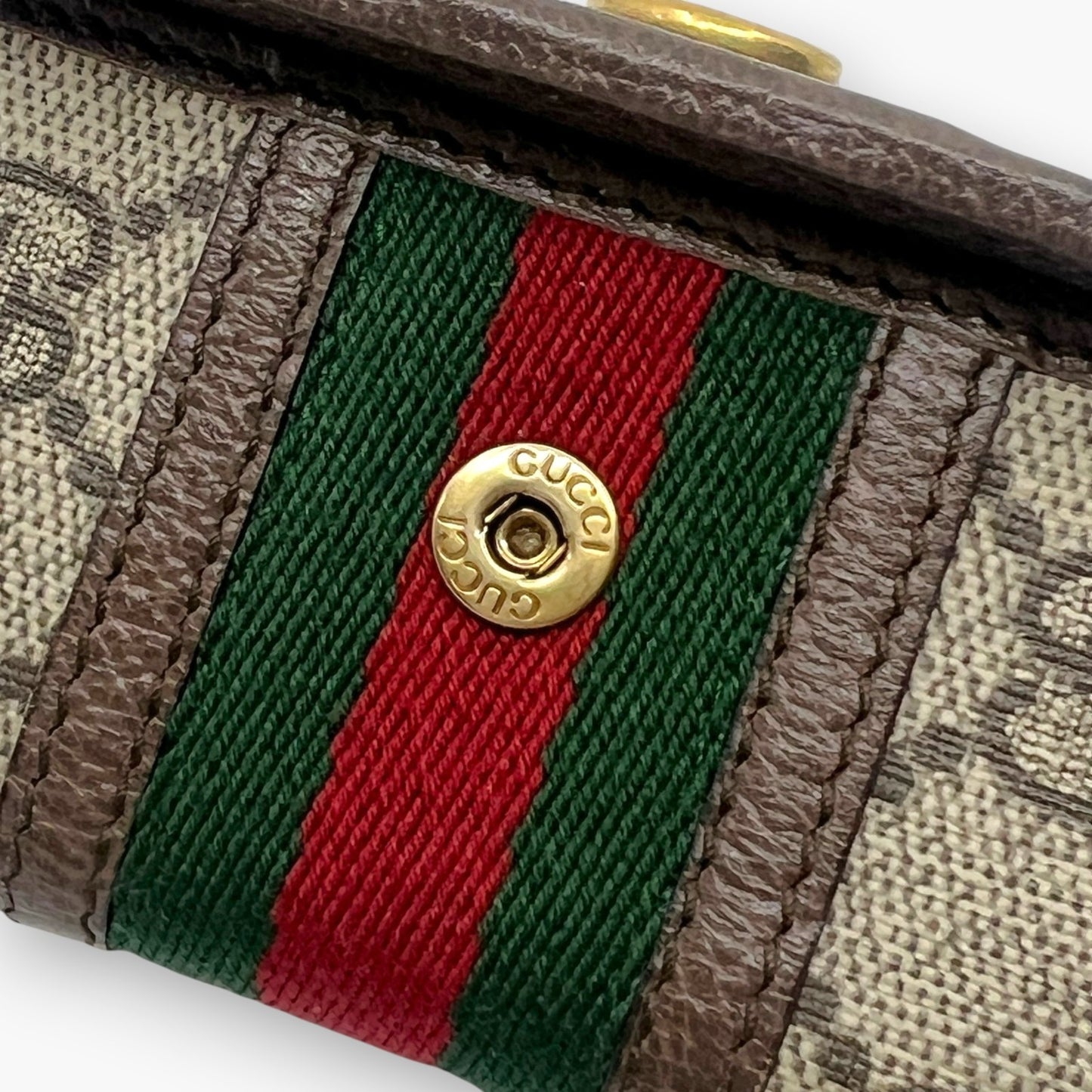Gucci Ophidia GG Supreme Web Stripe 6-Key Case with Dust Bag