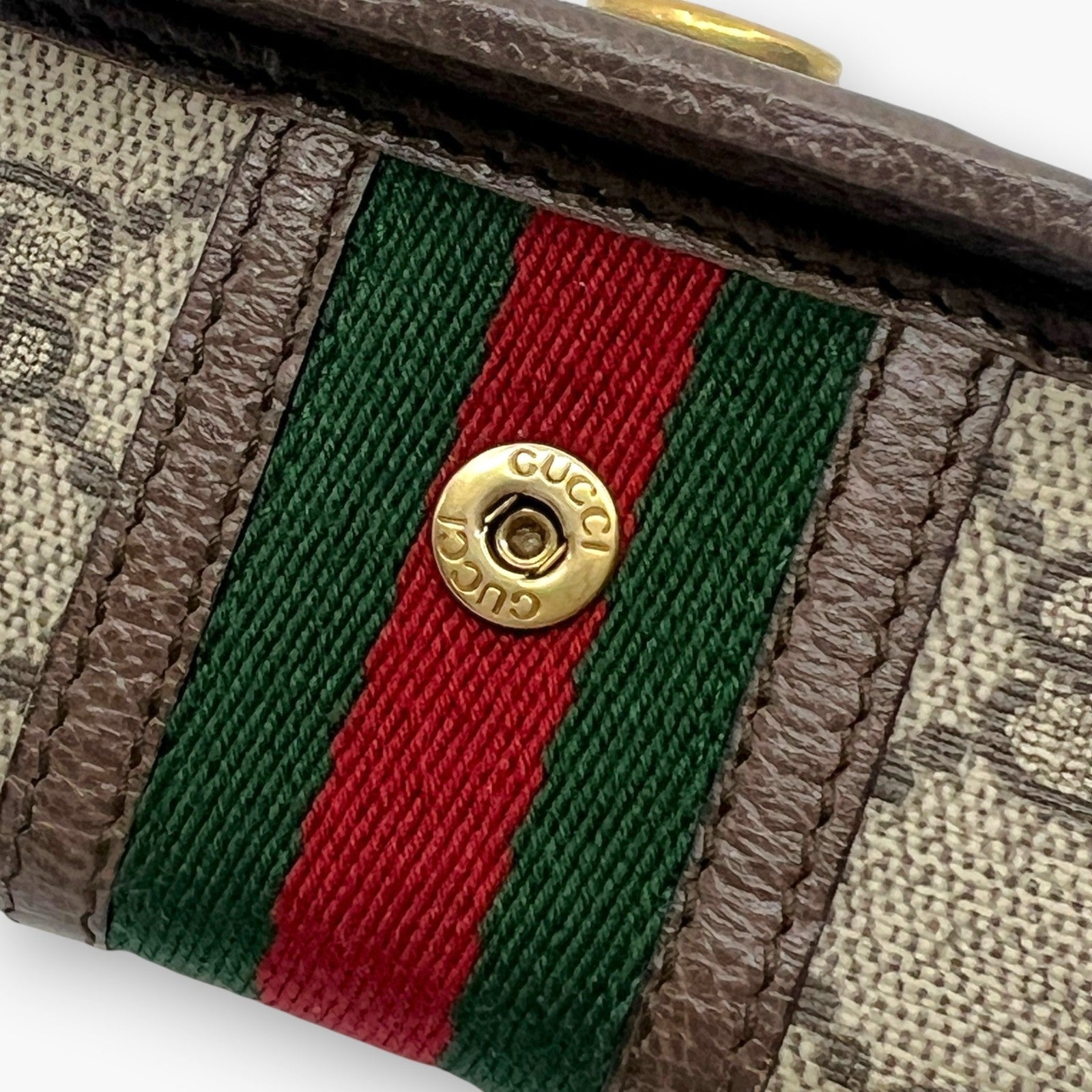 Gucci Ophidia GG Supreme Web Stripe 6-Key Case with Dust Bag