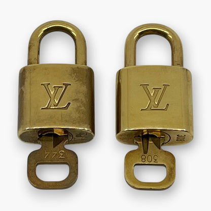 Louis Vuitton Padlock Set of 10 Gold-Tone Brass Locks & Keys pj260602