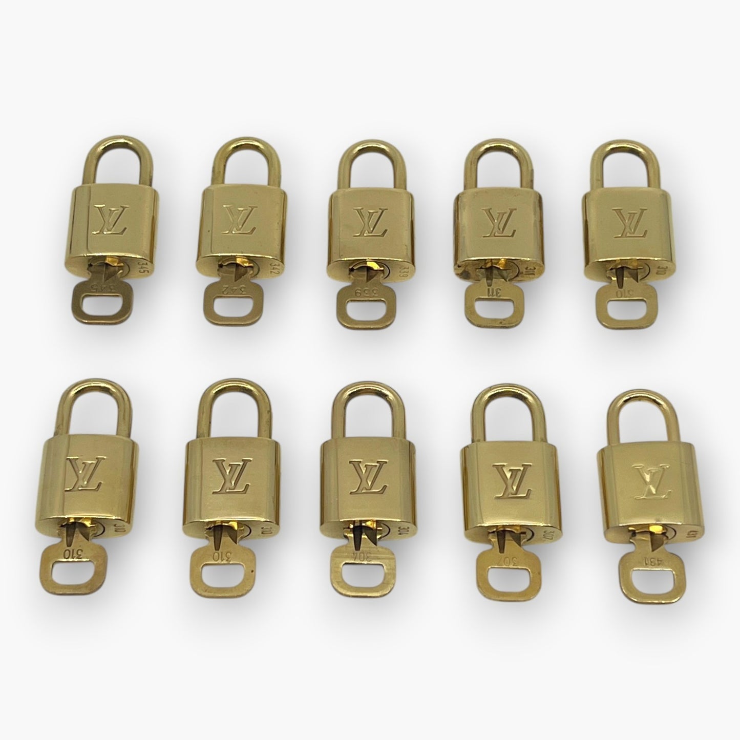 Louis Vuitton Padlock Lock with Key Brass Gold Set of 10 Bag Accessory