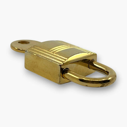 Hermes Cadena Padlock Gold-Tone Brass Lock & Key Set pj260608