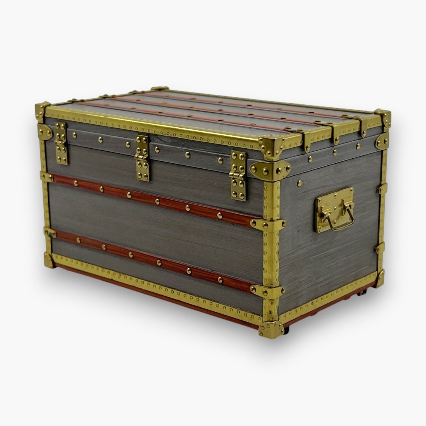 Louis Vuitton Mini Malle Zinc Trunk Paperweight Jewelry Box w/ Box Authentic