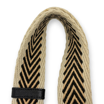 Marc Jacobs Adjustable Webbing Shoulder Strap Beige Black Chevron Canvas