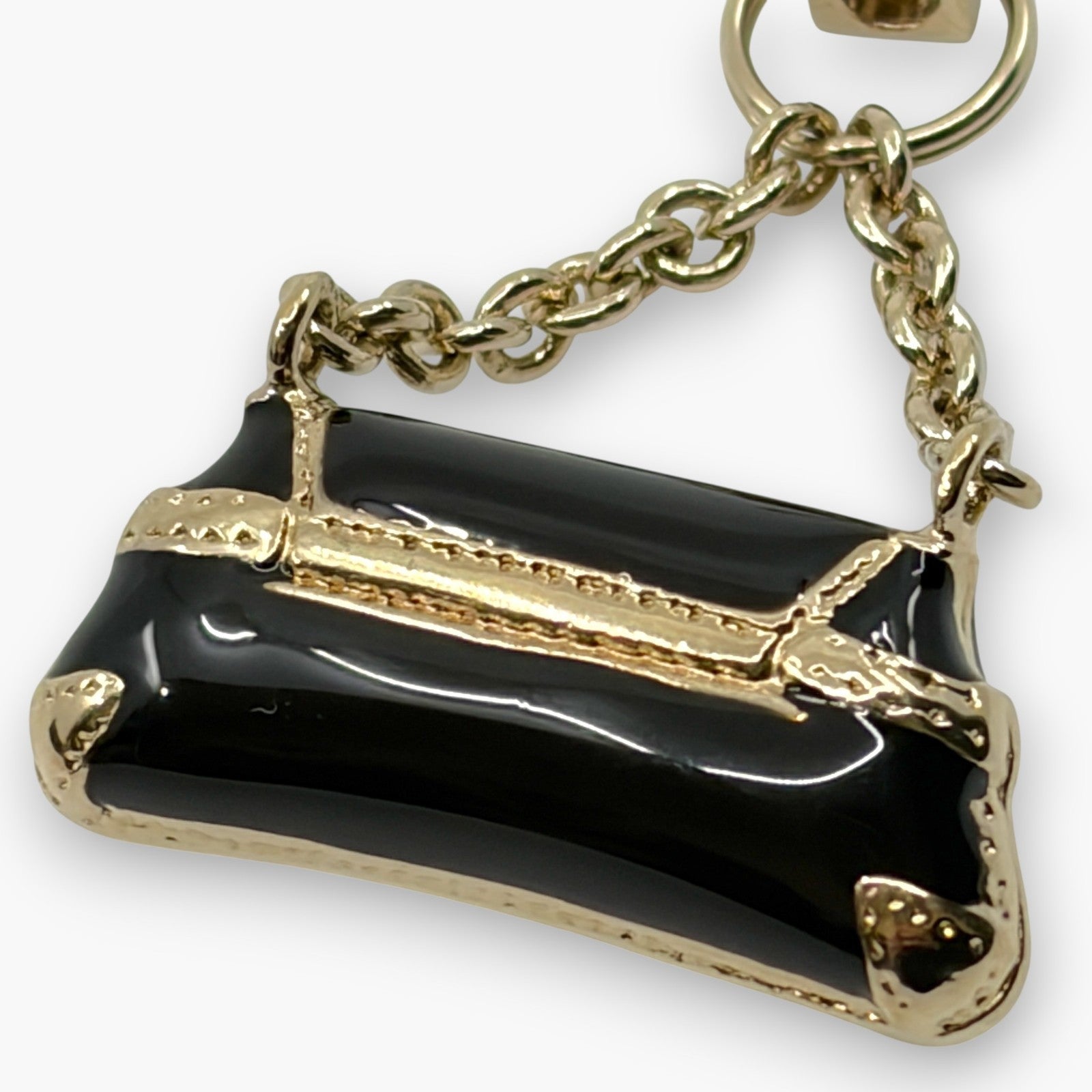 Gucci Horsebit Black Enamel Phone Strap Mini Charm with Box